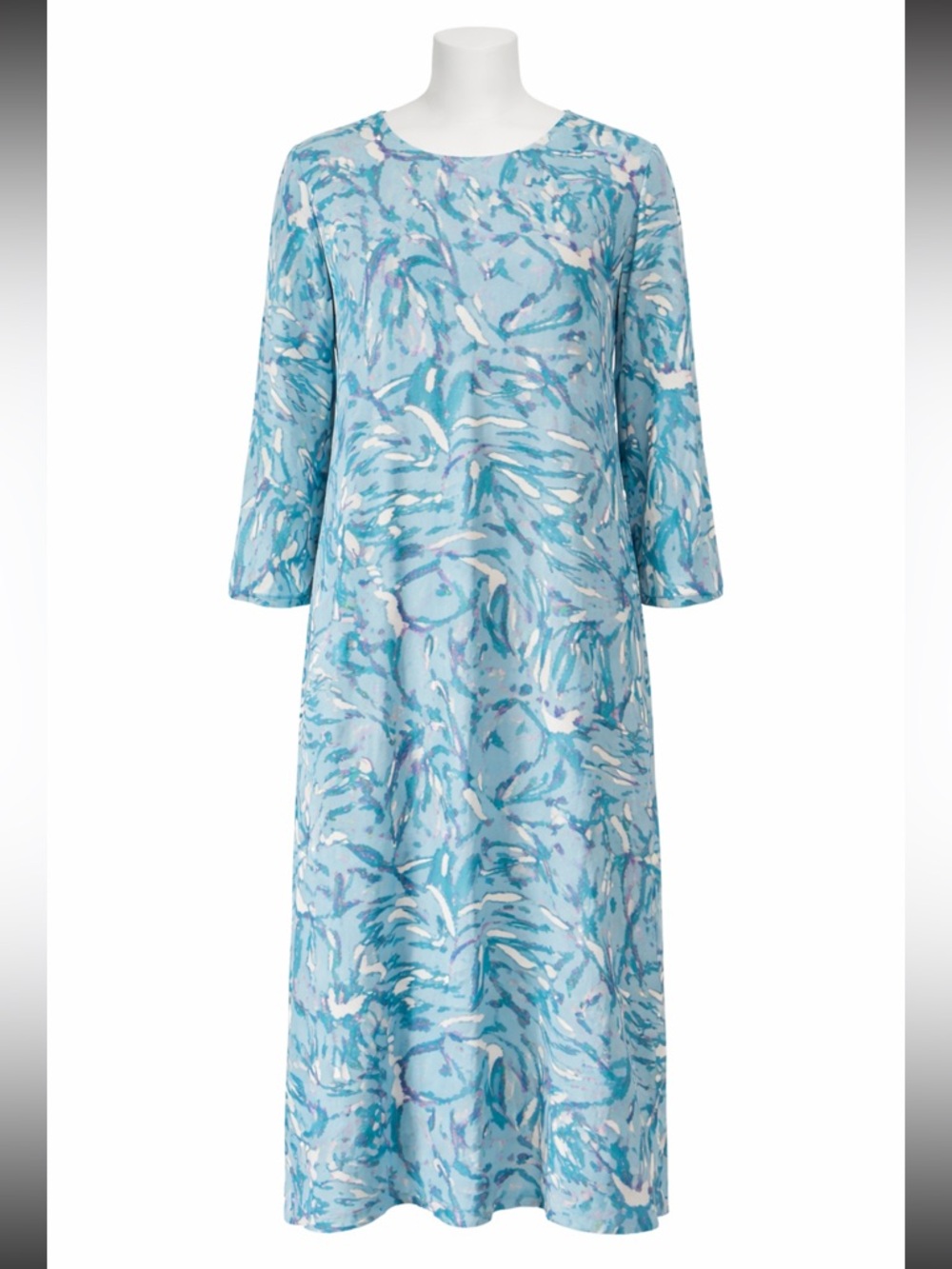 Hyacinth House XXL Hattie Midi Dress in Blue Abstract Print Long Sleeve